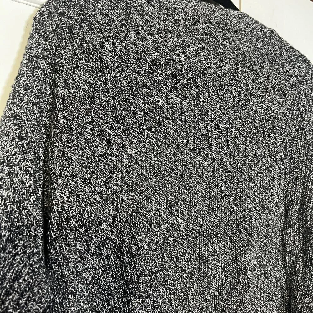 Loft Heather Gray and Black Speckled Sweater Button Sleeve Cozy Size XL